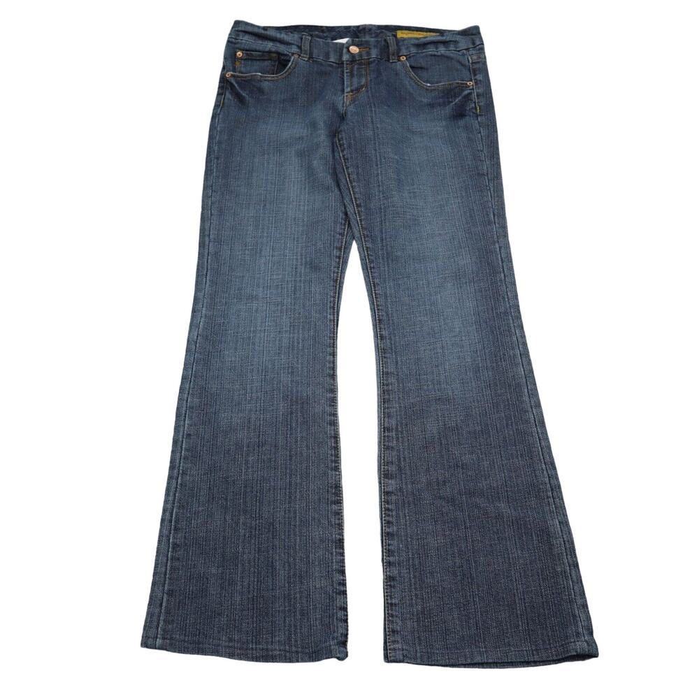 Seven7 Pants Womens 31 Blue Bootcut Mid Rise Denim Pocket Embroidered Jeans